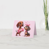 Carte Dachshund Valentine Animée (Devant)