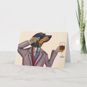 Carte Dachshund Wine Snob