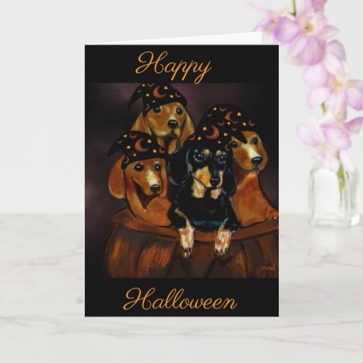 Carte Dachshunds d'Halloween (Orchidée)