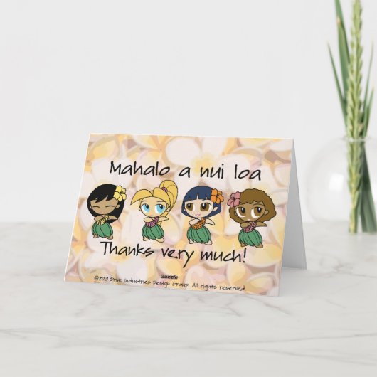 Carte d'action de grâce "Aloha Honeys" (Dos)