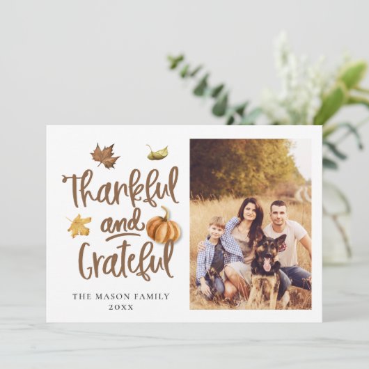 Carte d'action de grâce avec photo (Debout devant)