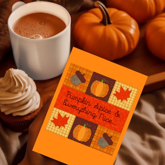 Carte d'action de grâce citrouille de courtepointe