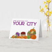 Carte d'action de grâce Citrouilles Aquarelle pers (Fleur jaune)