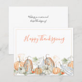 Carte d'action de grâce Citrouilles d'aquarelle bu (Devant / Derrière)