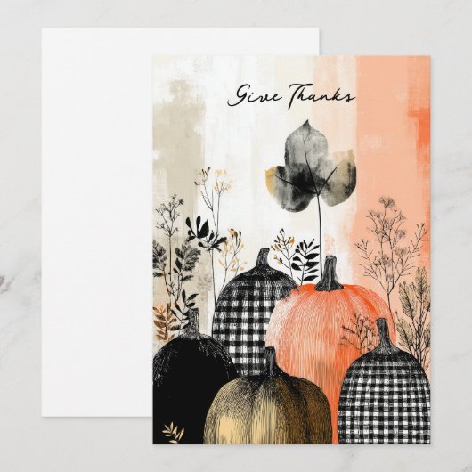 Carte d'action de grâce de Collage d'aquarelle mod (Devant / Derrière)