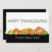 Carte d'action de grâce des citrouilles de New Yor (Devant / Derrière)