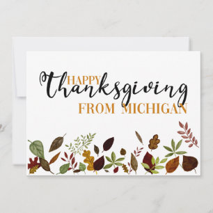 Carte d'action de grâce du Michigan Fall Folid