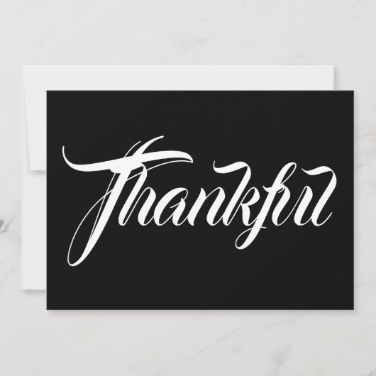 Carte d'action de grâce en calligraphie noir blanc (Devant)