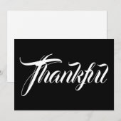 Carte d'action de grâce en calligraphie noir blanc (Devant / Derrière)