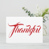 Carte d'action de grâce en calligraphie rouge (Debout devant)