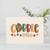 Carte d'action de grâce mignonne Turquie Gobble Go (Debout devant)