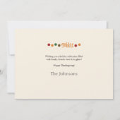 Carte d'action de grâce mignonne Turquie Gobble Go (Dos)