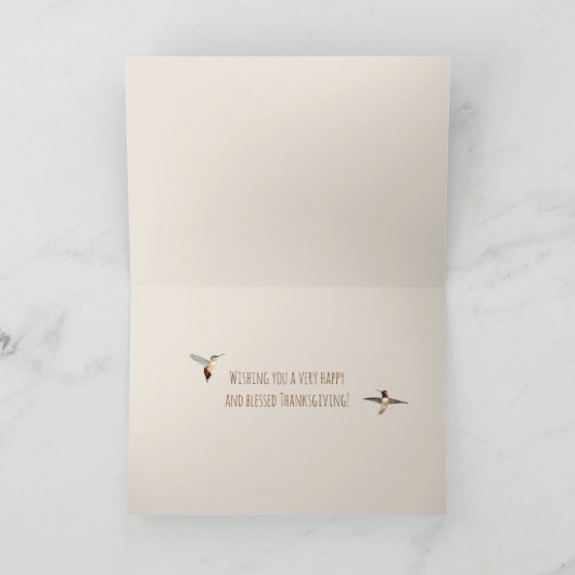 Carte d'action de grâces de colibris (Intérieur)