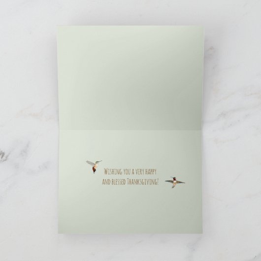 Carte d'action de grâces de colibris (Intérieur)
