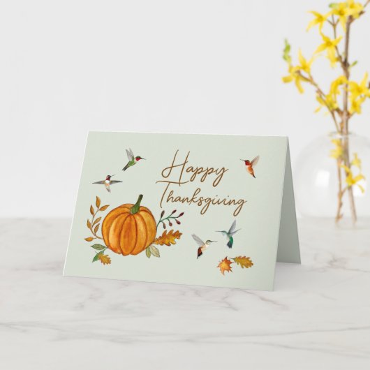 Carte d'action de grâces de colibris (Fleur jaune)