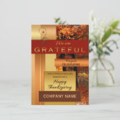Carte d'action de grâces d'entreprise en métal or  (Debout devant)