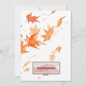 Carte d'action de grâces, Fête de la Turquie, Bon (Dos)