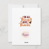 Carte d'action de grâces, gratitude et célébration (Dos)