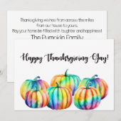 Carte d'action de grâces LGBTQ Rainbow citrouilles (Devant / Derrière)