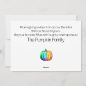 Carte d'action de grâces LGBTQ Rainbow citrouilles (Dos)