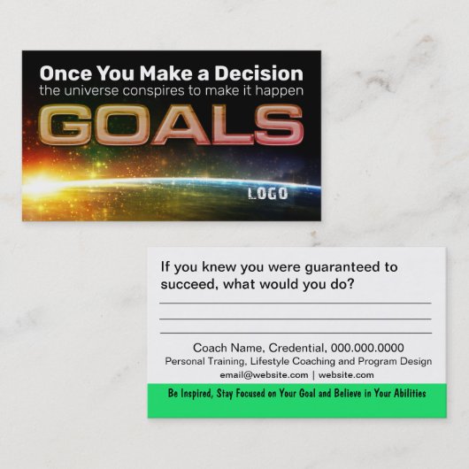 Carte d'activation Objectif (Devant / Derrière)