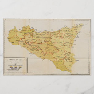 Carte d'activité de Mafia en Sicile Italie 1900