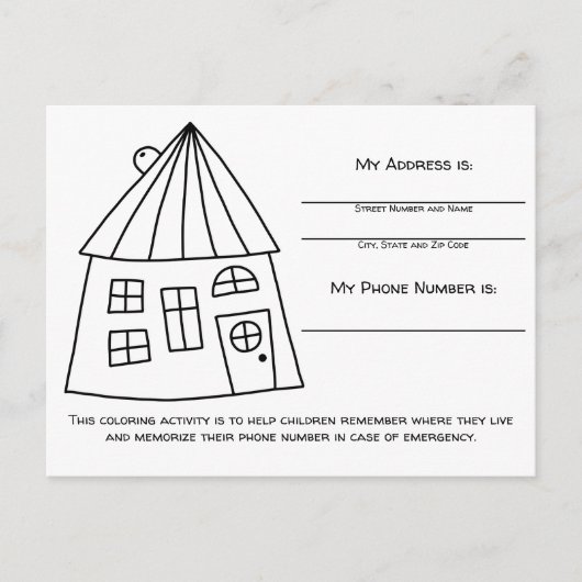 Carte d'activité d'information d'urgence pour les  (Devant)