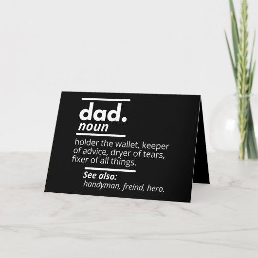Carte Dad Dictionary Definition - Funny Fathers Day Gift (Devant)