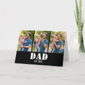 Carte Dad Established 3-Photo Bold White & Black Modern (Devant)