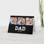 Carte Dad Established Modern Black 3 Photo Father's Day (Devant)