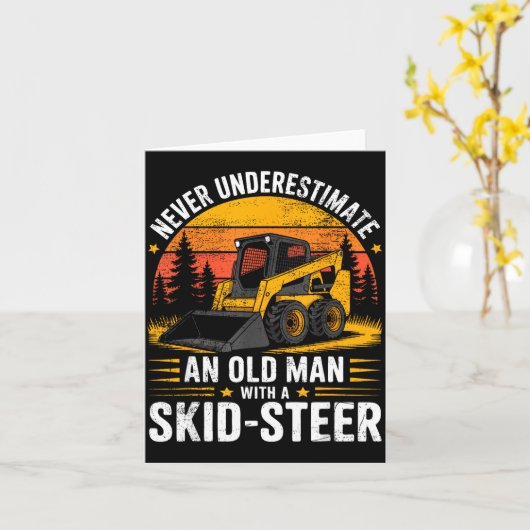 Carte Dad Skid Steer Operator Father Construction Heavy  (Fleur jaune)