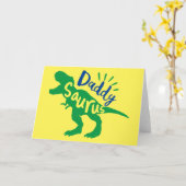 Carte Daddy Saurus T-Rex Silhouette (Fleur jaune)