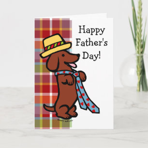 Carte Daddy's Dachshund Cartoon Plaid