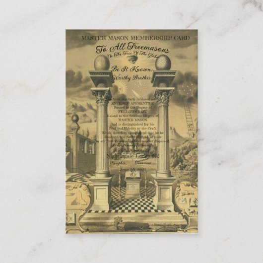 Carte d'adhésion Freemason (Devant)
