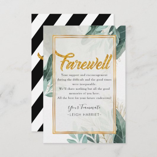 Carte d'adieu au collègue de travail Greenery (Devant / Derrière)