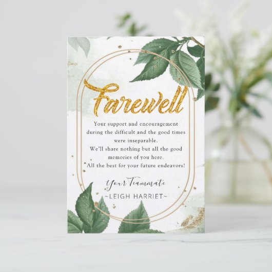 Carte d'adieu de collègue d'Adieu moderne (Debout devant)