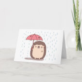 Carte d'adieu Hérisson Triste Avec Parapluie Sous (Devant)