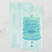 Carte d'adoption bleu - Un Lampion de famille pour (Devant / Derrière)