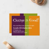 Carte d'adresse colorée : "Changer est bon" (Devant/Arrière en situation)