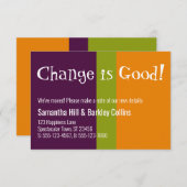 Carte d'adresse colorée : "Changer est bon" (Devant / Derrière)