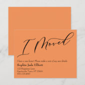 Carte d'adresse simple Tangerine I Moved (Devant / Derrière)