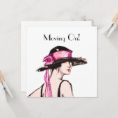 Carte d'adresse vintage Flapper Girl 1920 (Devant/Arrière en situation)