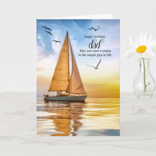 Carte Dad's Birthday Nautical Sailboat Theme Seagulls (Petite plante)