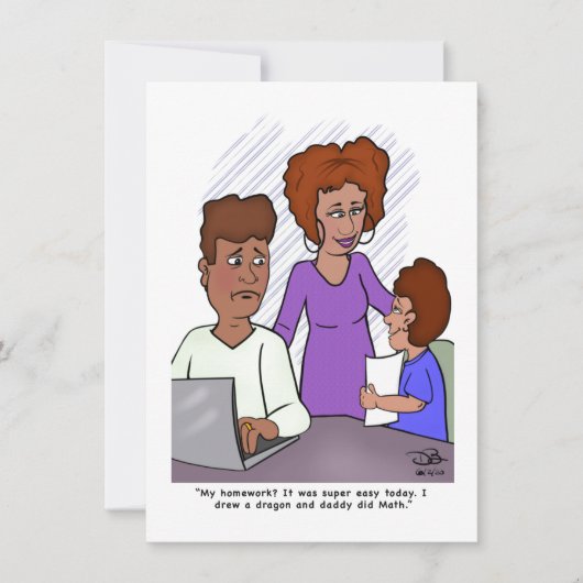 Carte Dad's Doing Son's Homework Flat Card (Devant)