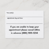 Carte d'affaires et de rendez-vous de spa de (Dos)