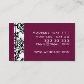 Carte d'affaires ou de profil de damassé (Dos)