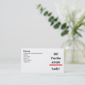 Carte d'affaires ou de profil de dame d'Avon (Debout devant)