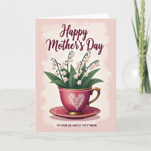 Carte d'affection à la tasse de thé florale