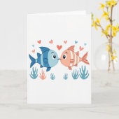 Carte d'affection Baisers de poissons (Fleur jaune)