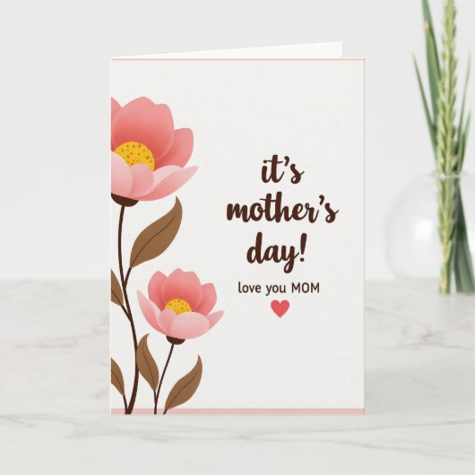 Carte d'affection florale rose (Devant)